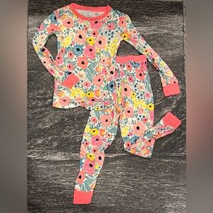 Little Sleepies Secret Garden girls size 4T two piece bamboo floral Pajamas